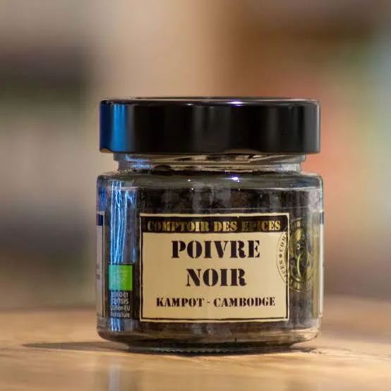 Comptoir des Épices « Poivre Noir Entier de Kampot Bio » 55g — Poivre d’Exception du Cambodge