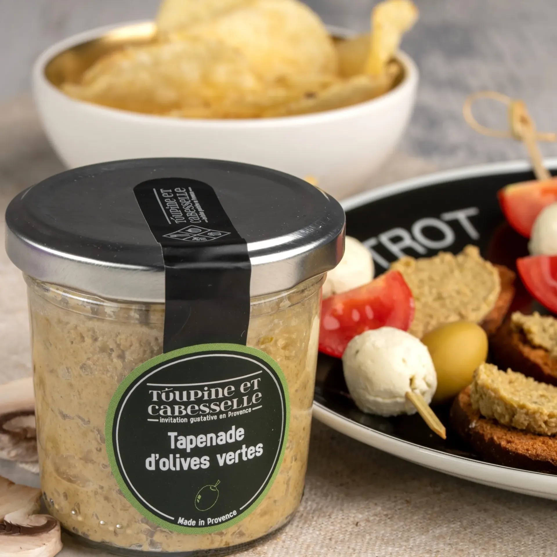 Toupine et Cabesselle « Tapenade d’Olives Vertes » 90g — Spécialité Provençale Artisanale