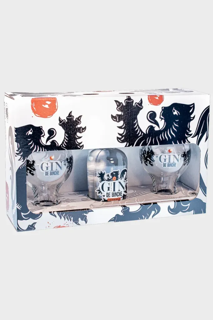 Gin de Binche Coffret 35cl + 2 Verres — Gin Belge Artisanal Plus Oultre Distillery