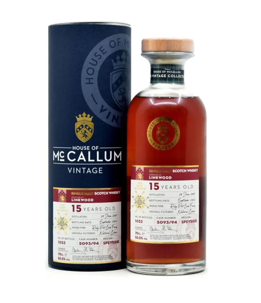 House of McCallum Linkwood 15 Ans 2007 Ruby Port Cask Finish 50,5% 70cl — Single Malt Scotch Whisky Speyside Édition Limitée