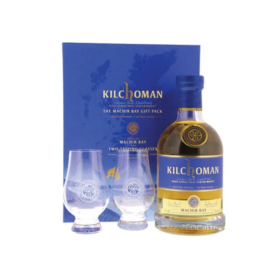 Kilchoman « Machir Bay » Coffret + 2 Verres 46% 70cl — Single Malt Scotch Whisky Islay Tourbé
