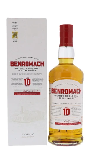 Benromach 10 Ans 43% 70cl — Speyside Single Malt Scotch Whisky Légèrement Tourbé