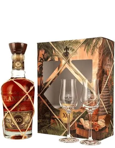 Planteray XO 20th Anniversary 40% 70cl + 2 Verres — Coffret Rhum Vieux de Barbade