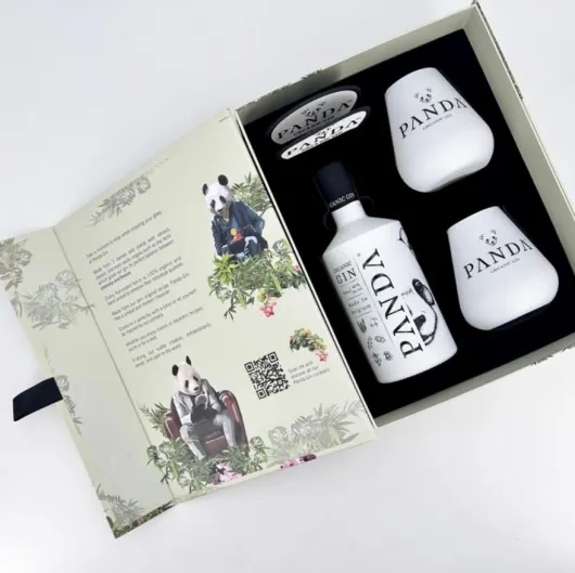 Panda Gin Floral Giftbox 40% 70cl + 2 Verres — Coffret Cadeau Gin Belge Bio