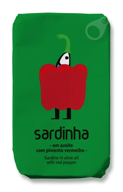 Sardinha « Sardines à l’Huile d’Olive Bio & Poivron Rouge » Boite Verte 120g — Sardines Portugaises en Conserve